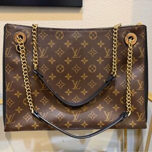 Louis Vuitton Brown Monogram Shoulder Bag with Gold Chain